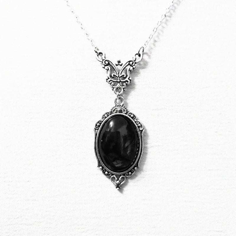 IS4U Gothic Vampire Necklace Vintage Stardust Crystal Cameo Pendant Necklace Punk Style Vampire Pendant Oval Necklace Satanic Demon Red Pendant Necklace Jewelry - Image 2